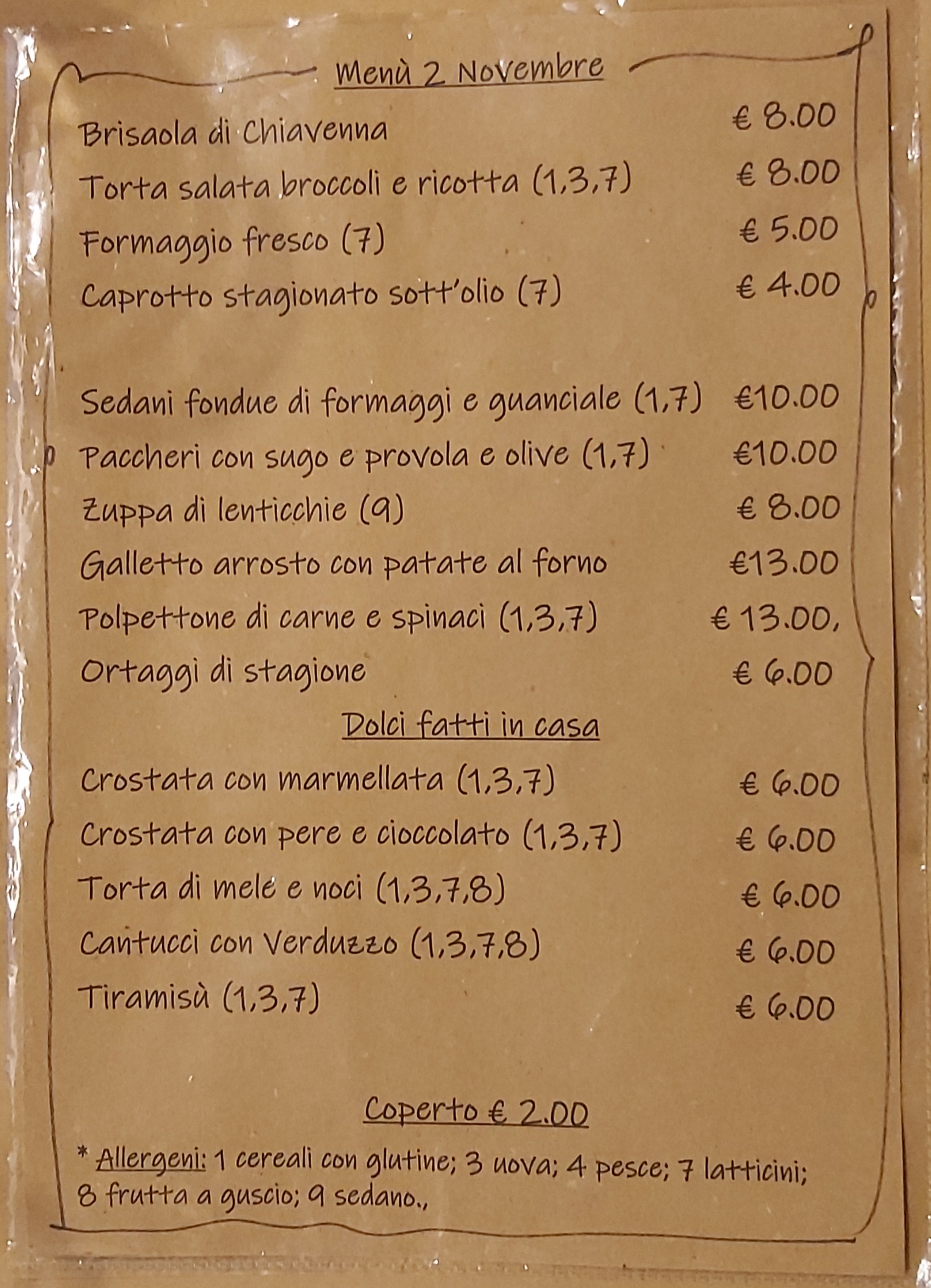 Menu del giorno